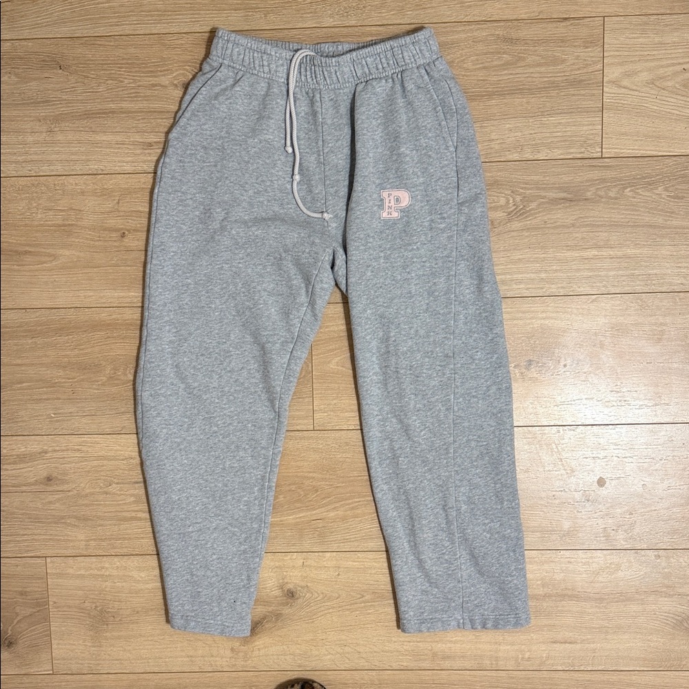PINK Victoria's Secret Gray Joggers with Pink Initial